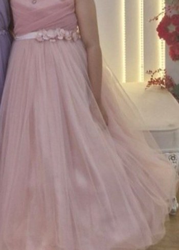 Pembe Piliseli Kolsuz Kız Elbisesi - Görsel 4