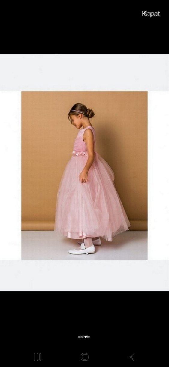 Pembe Piliseli Kolsuz Kız Elbisesi - Görsel 3