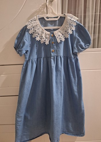 Kız Çocuk Mavi Dantelli Denim Bluz - Görsel 2