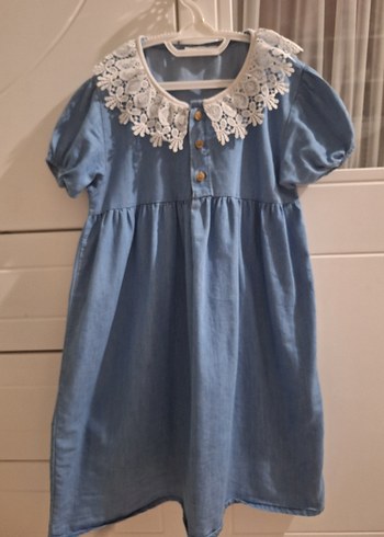 Kız Çocuk Mavi Dantelli Denim Bluz - Görsel 3