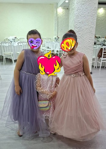 Pudra Pileli Straplez Kız Çocuk Abiye Elbise - Görsel 2