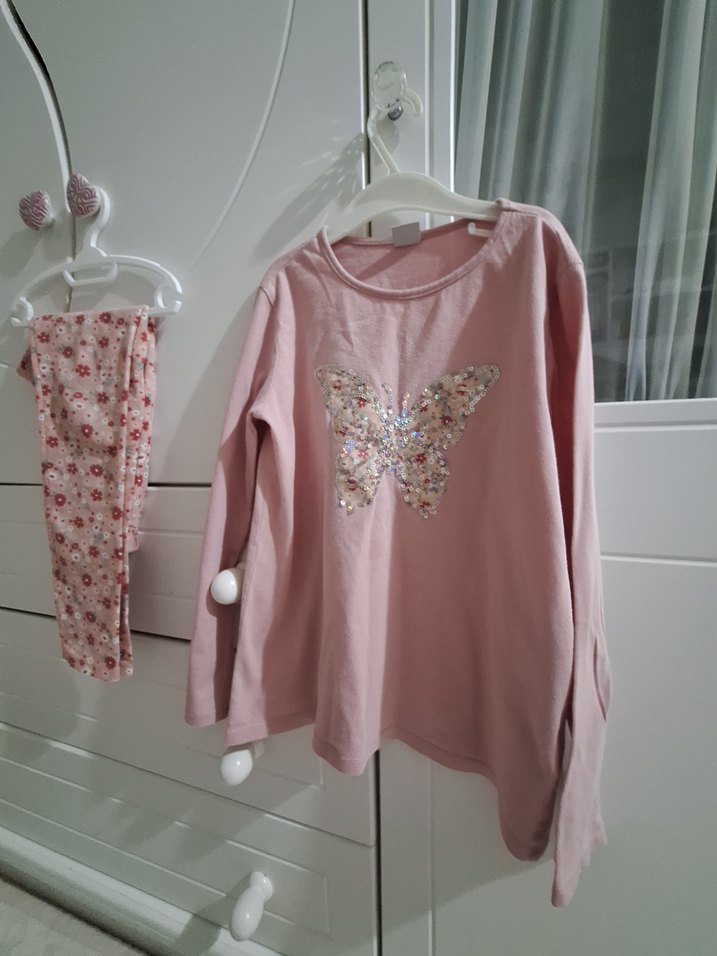 Kız Çocuk Pembe Uzun Kollu Pijama Takımı - Görsel 2