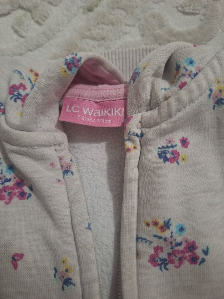 Kız Çocuk Gri Çiçekli Fermuarlı Yelek - Görsel 3