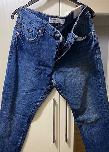Bershka Koyu Mavi Denim Jean