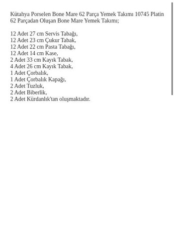 Kütahya Porselen 62 Parça Platin Yemek Takımı - Görsel 2