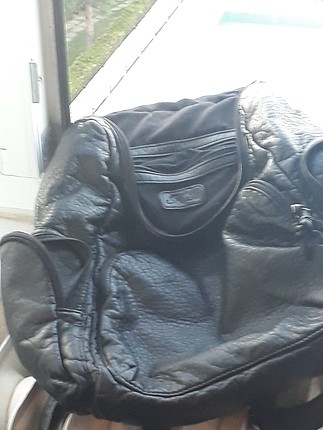 Mavi Siyah yumuşak deri sırt çantası 