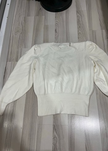 H&M Ekru Bisiklet Yaka Kisa Triko Kazak
