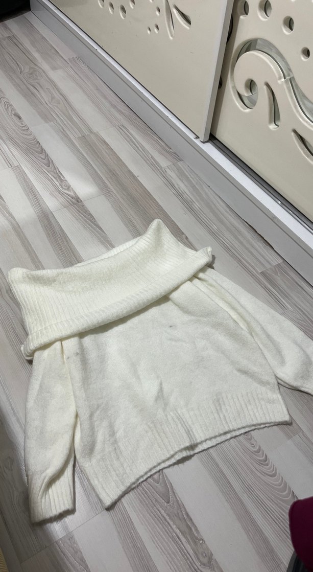 Ekru Oversize Triko Kazak — görsel 2/3