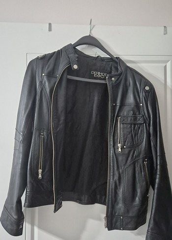 Derimod Sehir Stiline Uygun Siyah Deri Biker Ceket