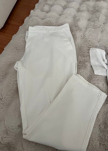 2K Minimal Beyaz Duz Pantolon