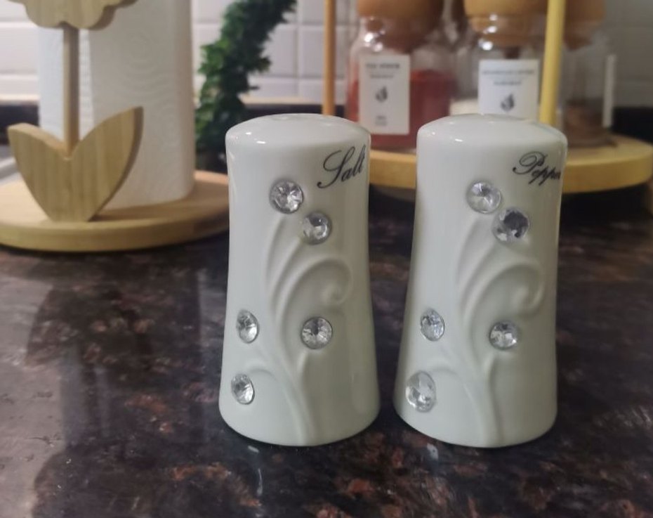 Beyaz Parlak Tuz ve Karabiberlik Seti - Görsel 2