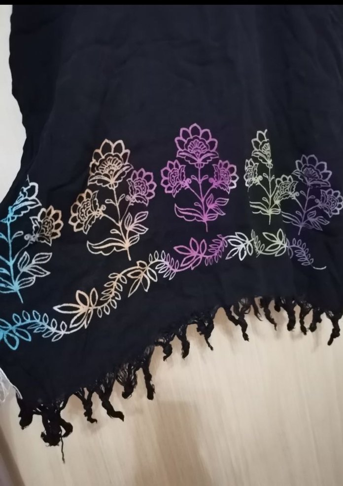 Püsküllü Çok Renkli Bohem Uzun Tunik plaj elbisesi - Görsel 4