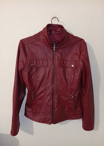 American Vintage Bordo Deri Gorunumlu Sik Ceket