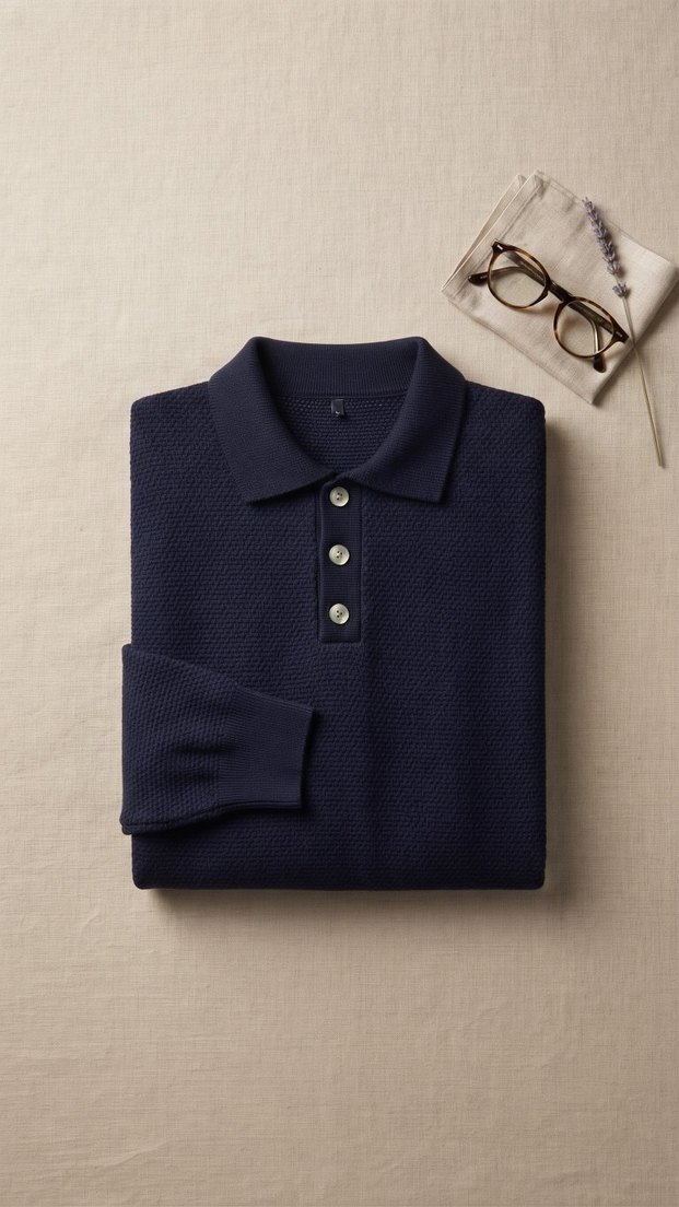Lacivert Polo Yaka Triko Kazak — görsel 2/3