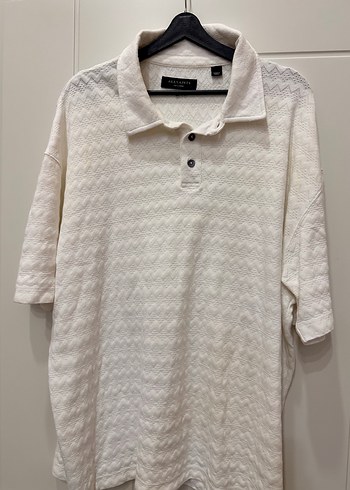 All Saints Ekru Zikzak Desenli Polo Tisort