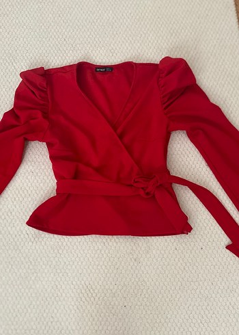 Diğer Kirmizi Kruvaze Peplum Bluz