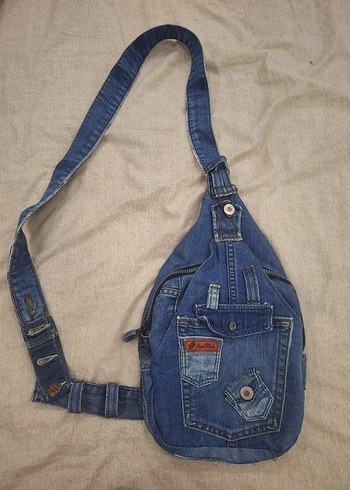 Diğer El Yapimi Mavi Denim Capraz Canta