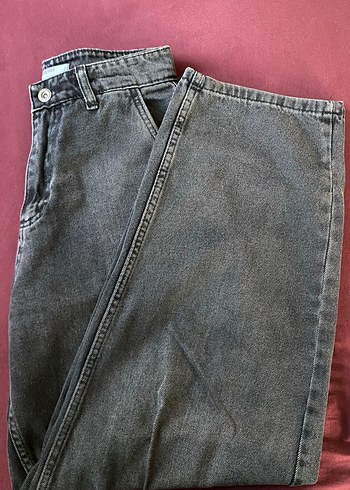 Diğer Koyu Gri Yikamali Denim Jean