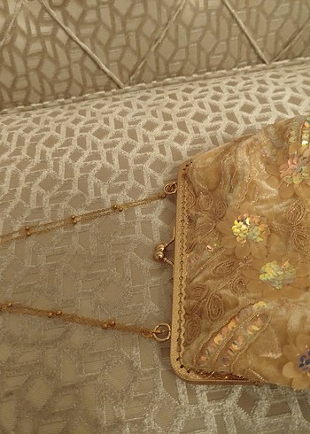 Louis Vuitton Altin İsiltili Sifon Mini Canta