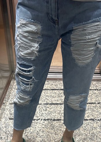 Diğer Acik Mavi Yirtik Denim Jean