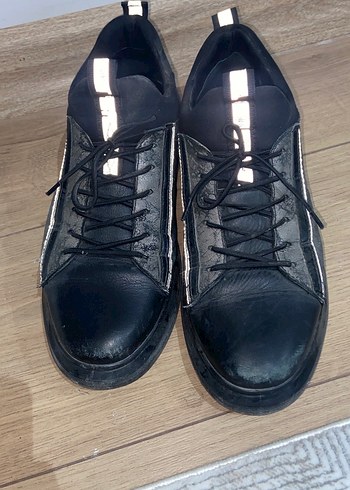 Diğer Siyah Deri Bagcikli Sneaker