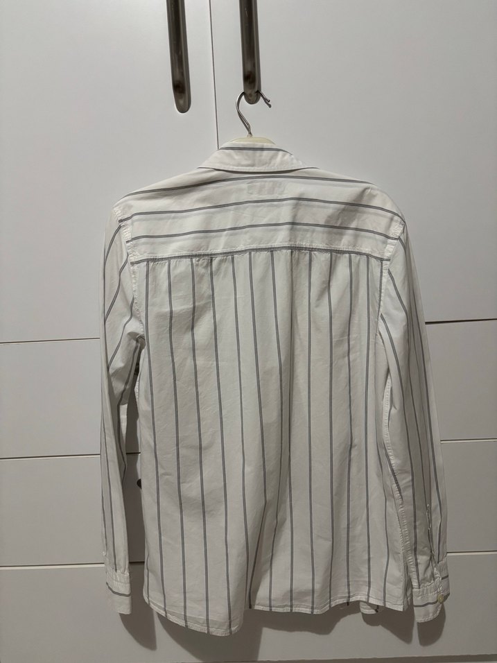 Ekru Çizgili Uzun Kollu Gömlek Slim Fit — görsel 2/3