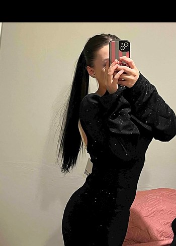 Trendyol & Milla Siyah Tasli Uzun Elbise Sirt Dekolteli 1 Kez Giyildi