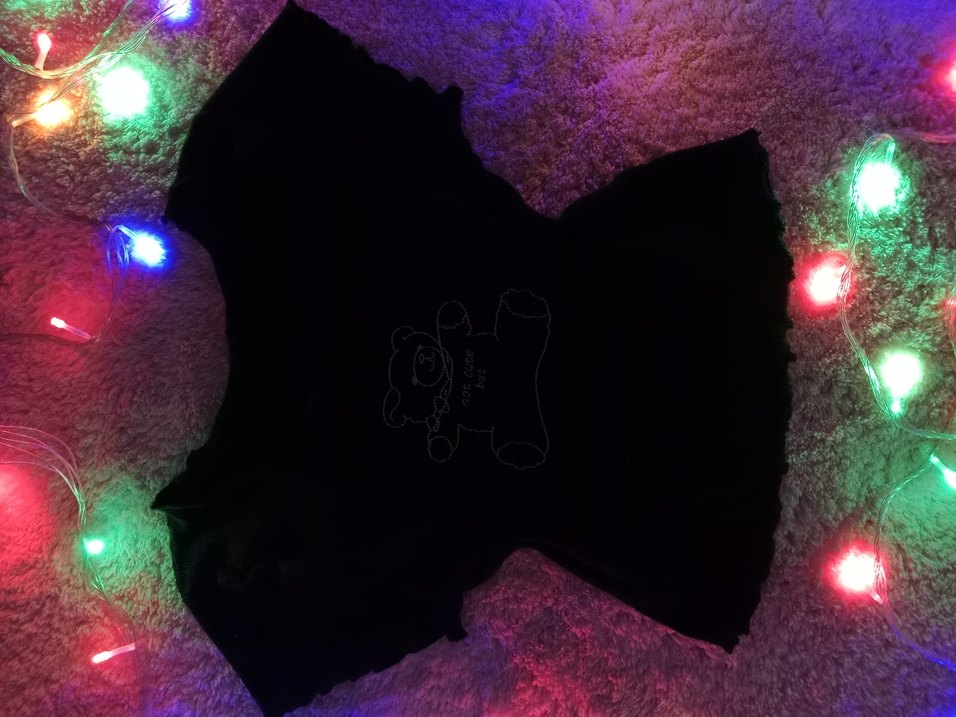 Siyah Ayıcık Baskılı crop top — görsel 2/3