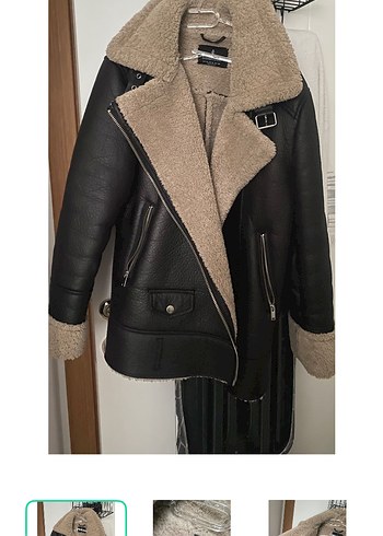 Stradivarius Siyah Deri Peluslu Ucuk Ceket