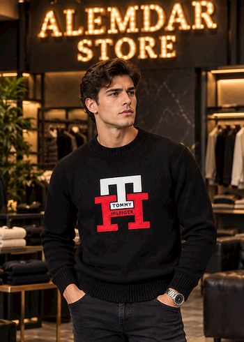 Tommy Hilfiger Siyah Bisiklet Yaka Kazak