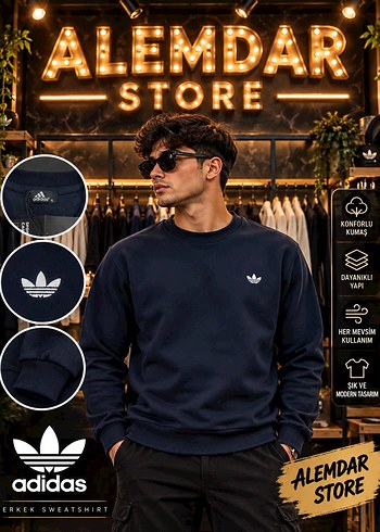 Adidas Lacivert Erkek Sweatshirt