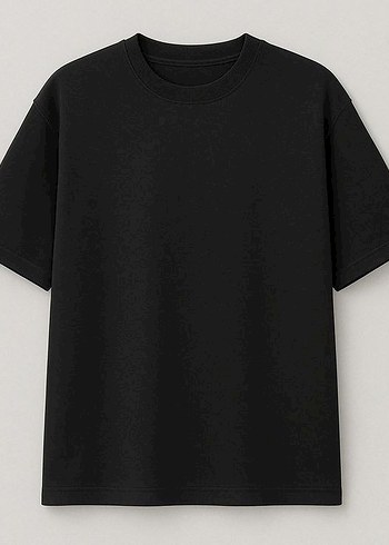 Diğer Siyah Oversize Bisiklet Yaka Tisort