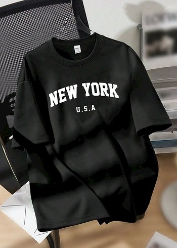 Diğer New York U S A Oversize Siyah Tisort
