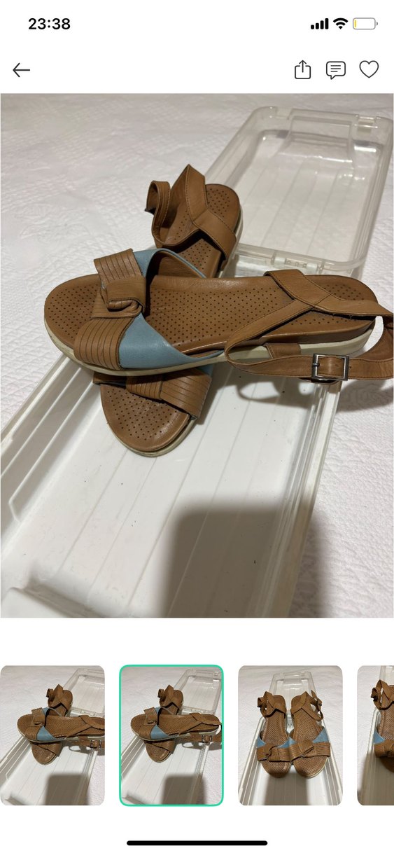 Şık Kahverengi ve Mavi Bantlı Kadın Sandalet — görsel 2/4
