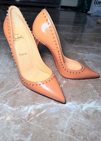 Christian Louboutin Pudra Pembe Metal Civili Stiletto