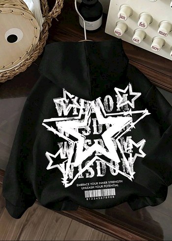Diğer Siyah Kapusonlu Sokak Stili Sweatshirt