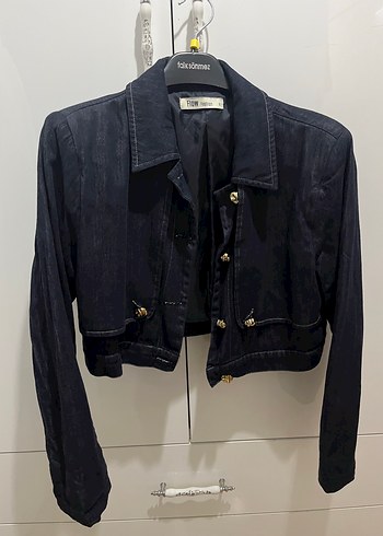 Diğer Koyu Lacivert Kisa Denim Ceket