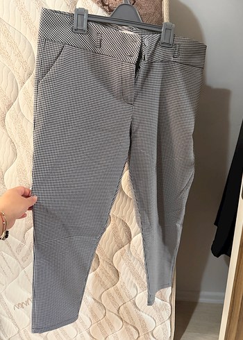 Diğer Sik Siyah Beyaz Kareli Kumas Pantolon