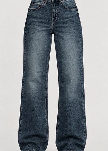 Massimo Dutti Koyu Mavi Yuksek Bel Genis Paca Jean