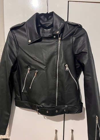 Trendyol & Milla Sehirli Siyah Deri Biker Ceket