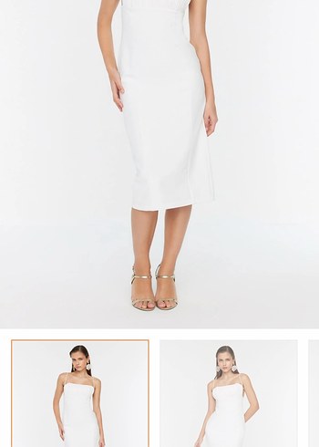 Trendyol & Milla Minimal Beyaz Midi Elbise