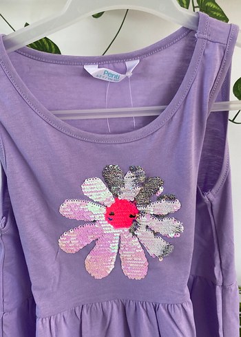 Penti Mor Pul Nakışlı Kolsuz Kız Elbisesi 6-7YAŞ - Görsel 5