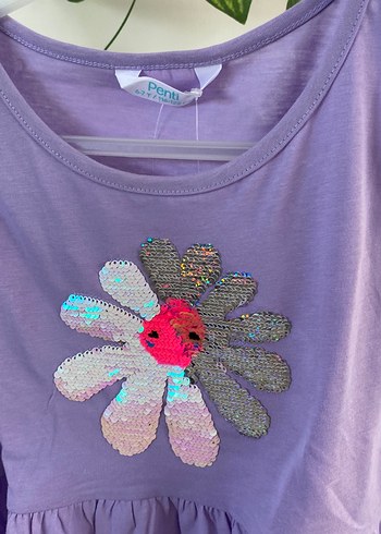 Penti Mor Pul Nakışlı Kolsuz Kız Elbisesi 6-7YAŞ - Görsel 4