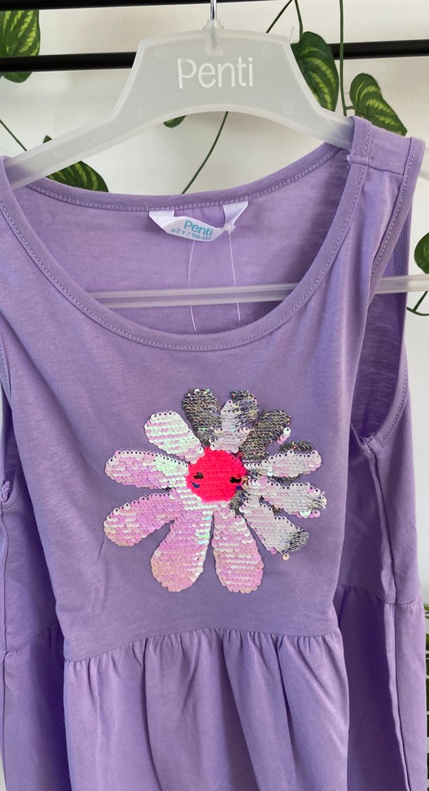Penti Mor Pul Nakışlı Kolsuz Kız Elbisesi 6-7YAŞ - Görsel 5