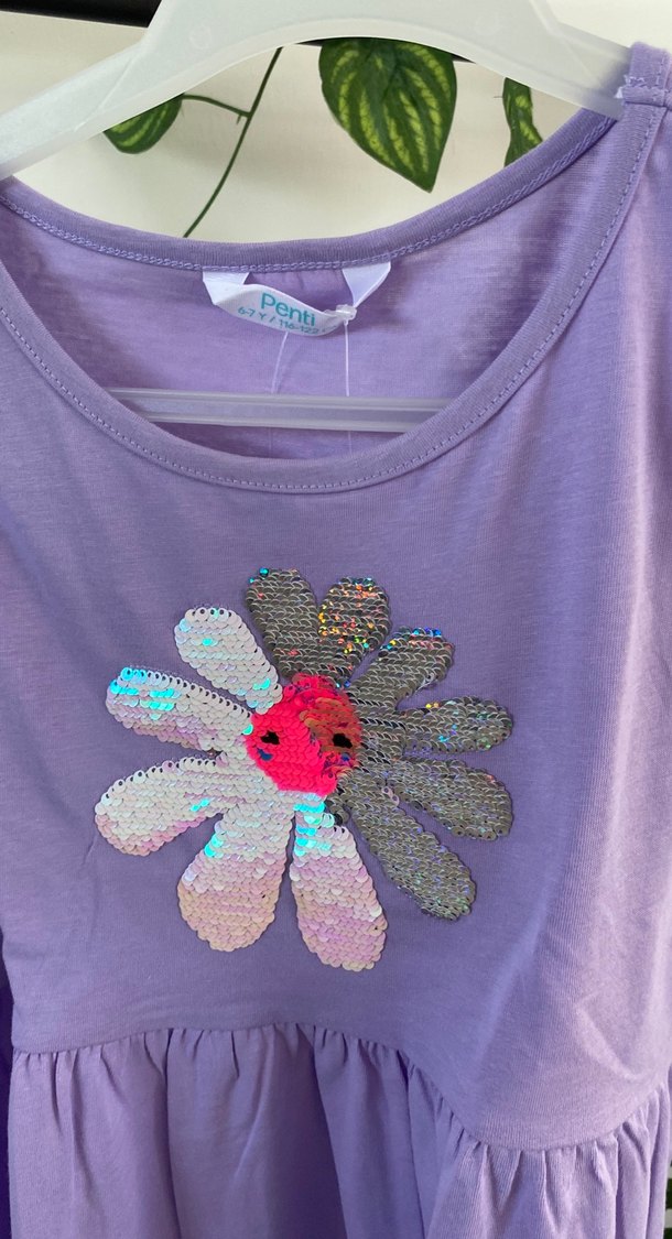 Penti Mor Pul Nakışlı Kolsuz Kız Elbisesi 6-7YAŞ - Görsel 4