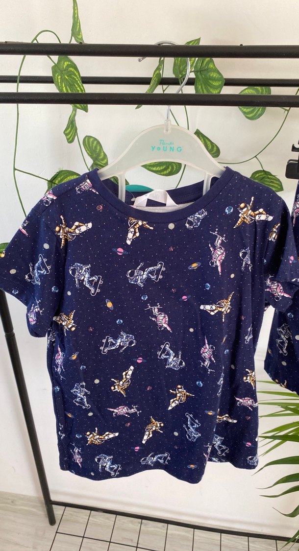 Penti lacivert astronot desenli çocuk Şortlu Pijama Takım 4-5yas - Görsel 2