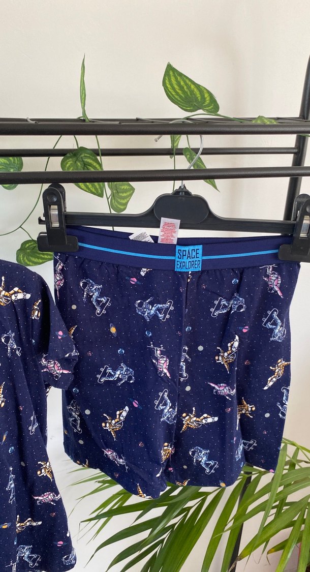 Penti lacivert astronot desenli çocuk Şortlu Pijama Takım 4-5yas - Görsel 3