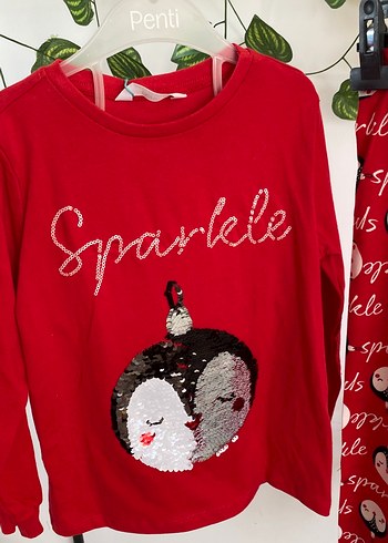 Penti KızÇocuk Kırmızı Desenli pullu sekil degıstiren pijama3-4y - Görsel 5