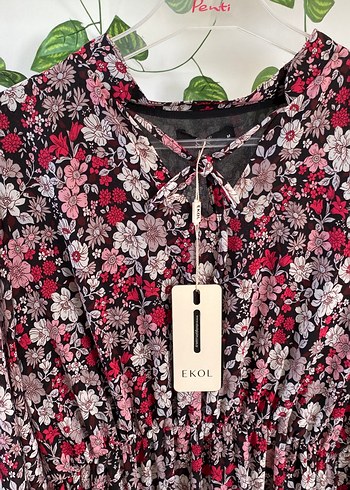 Bordo Çiçek Desenli Uzun Kollu Bohem Elbise - Görsel 2