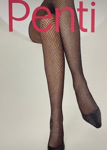 Penti Siyah Taşlı File Çorap - Görsel 3